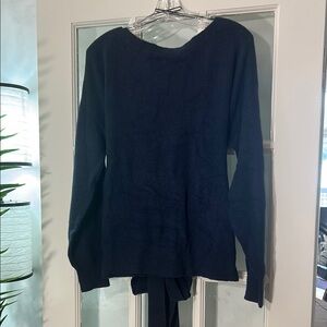 Stylish Navy Tie-Back Sweater